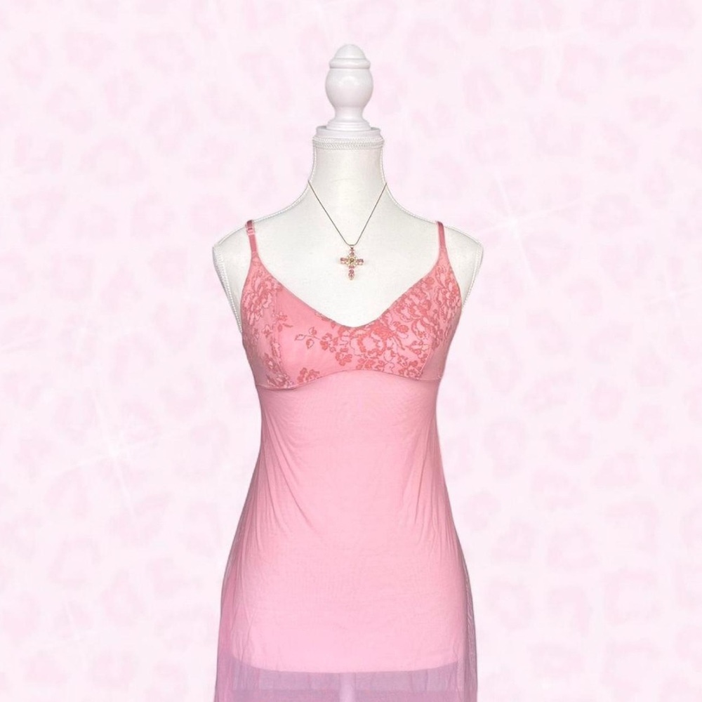 Hannah Pink Lace Trim Dress